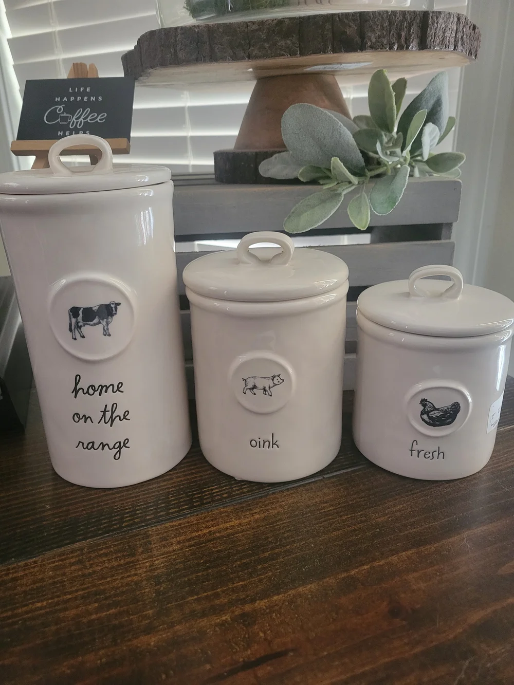 Rae Dunn Ceramic Farmhouse White Canister Set - 3 Piece